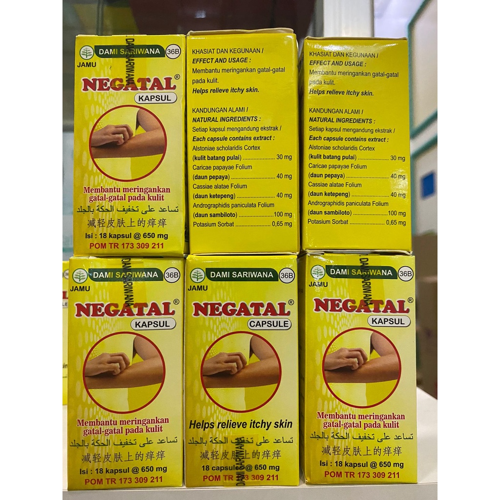 Obat Herbal NEGATAL 18 Kapsul Mengatasi Kulit Gatal Gatel, Bisul, Jerawat