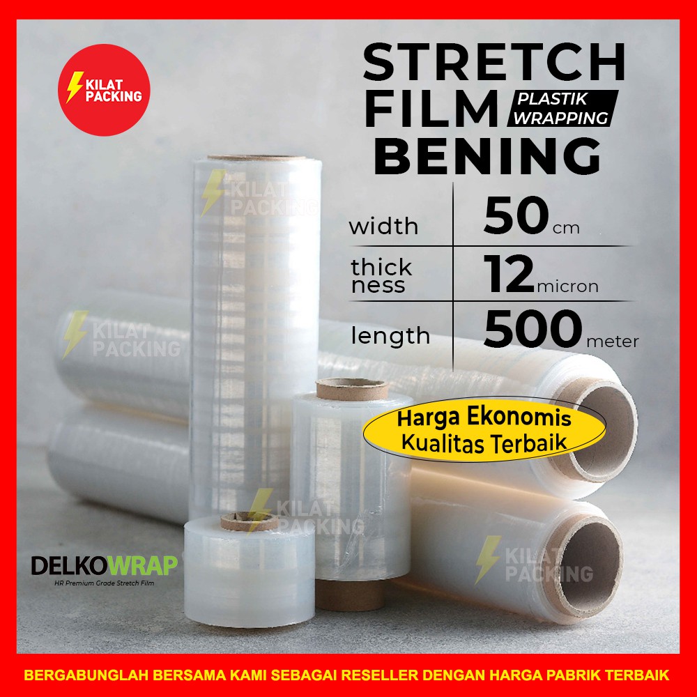 

HenJO STRETCH FILM BENING MURAH 50CM X 500M WRAPPING BARANG DELKOWRAP SATUAN