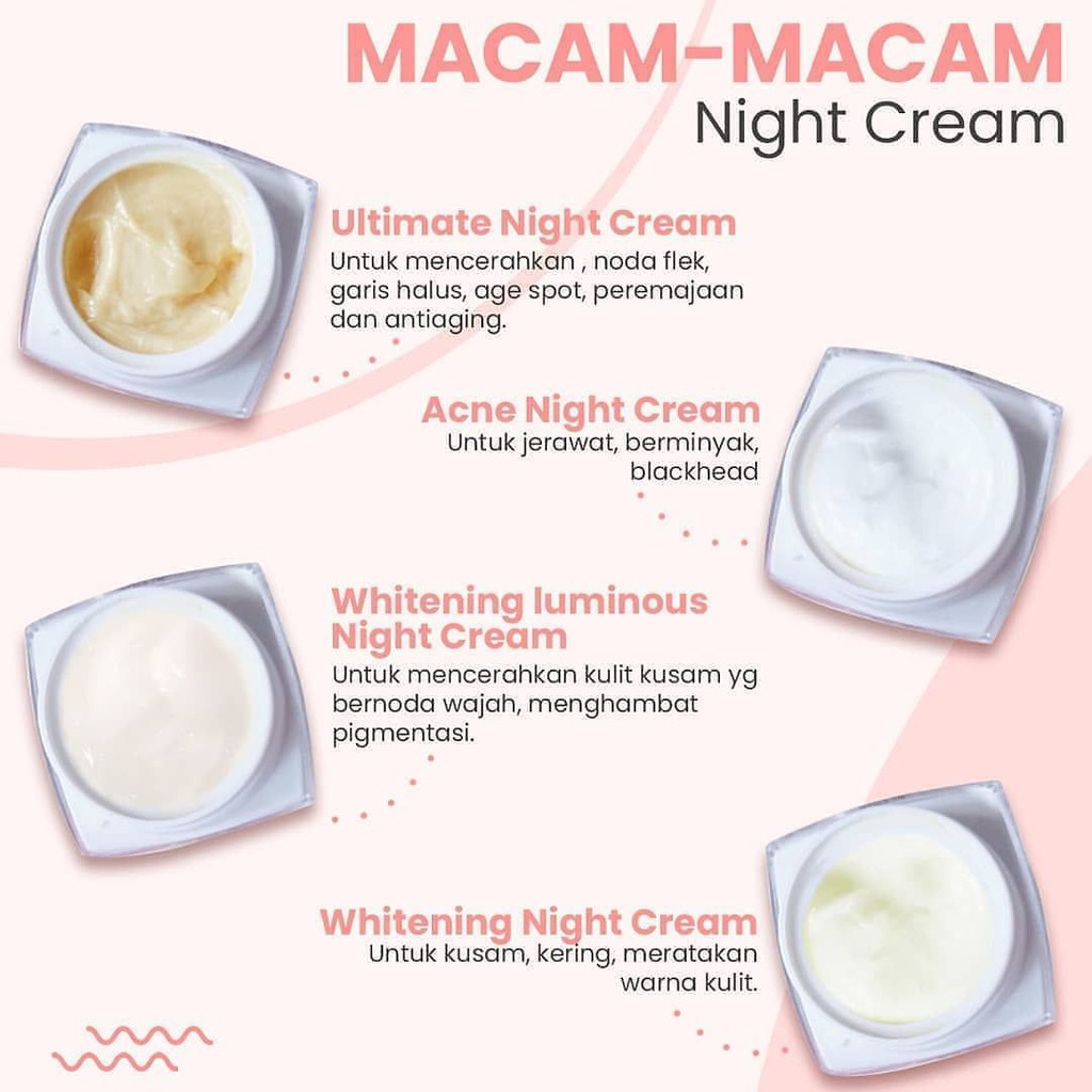 Ms Glow Night Cream BPOM Cream Malam Wajah Krim Pemutih Jerawat Flek