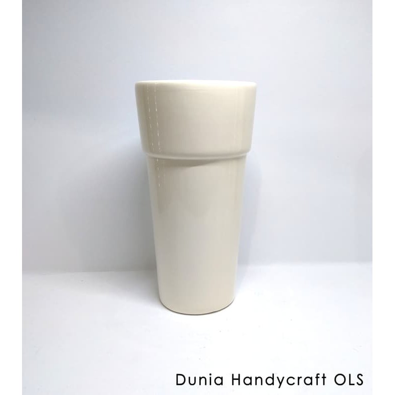 Vas - Pot Keramik Bulat Tabung Tinggi Besar- Vas Hias DekorasiPS373
