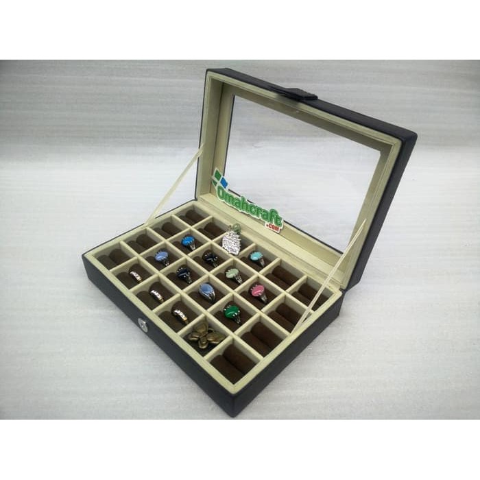 Tempat Cincin Akik isi 24 Coklat  l Box Cincin l Kotak Cincin Akik