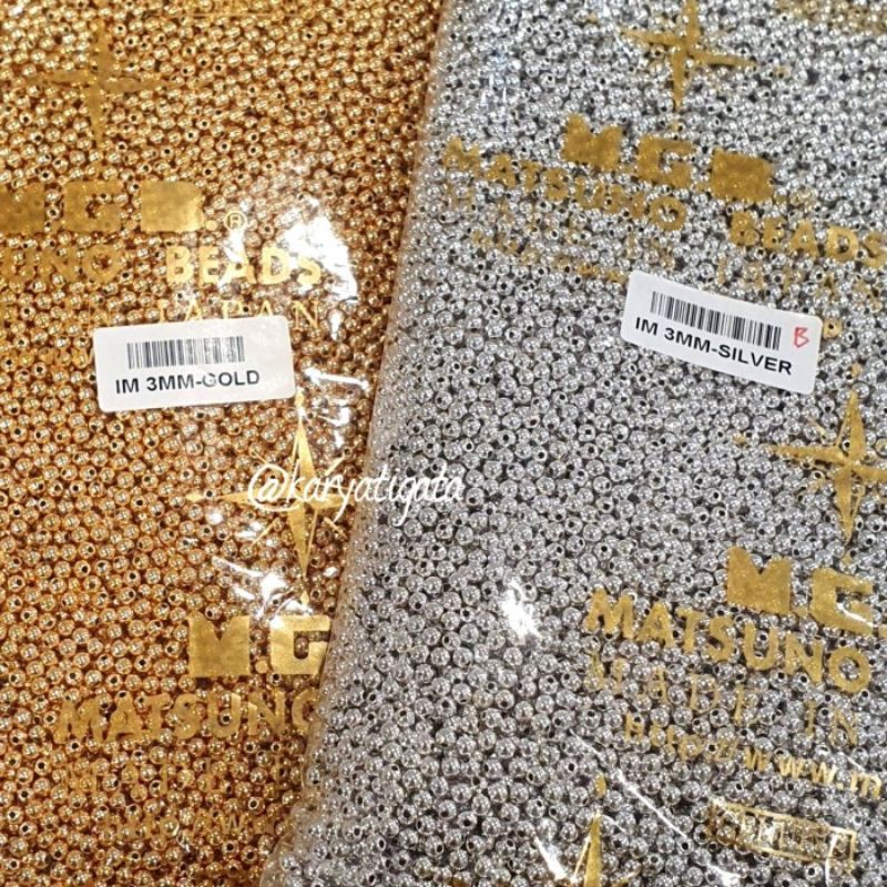 (1 Pon) Mote Manik Mutiara Jepang Matsuno MGB 3 mm - Emas/Perak