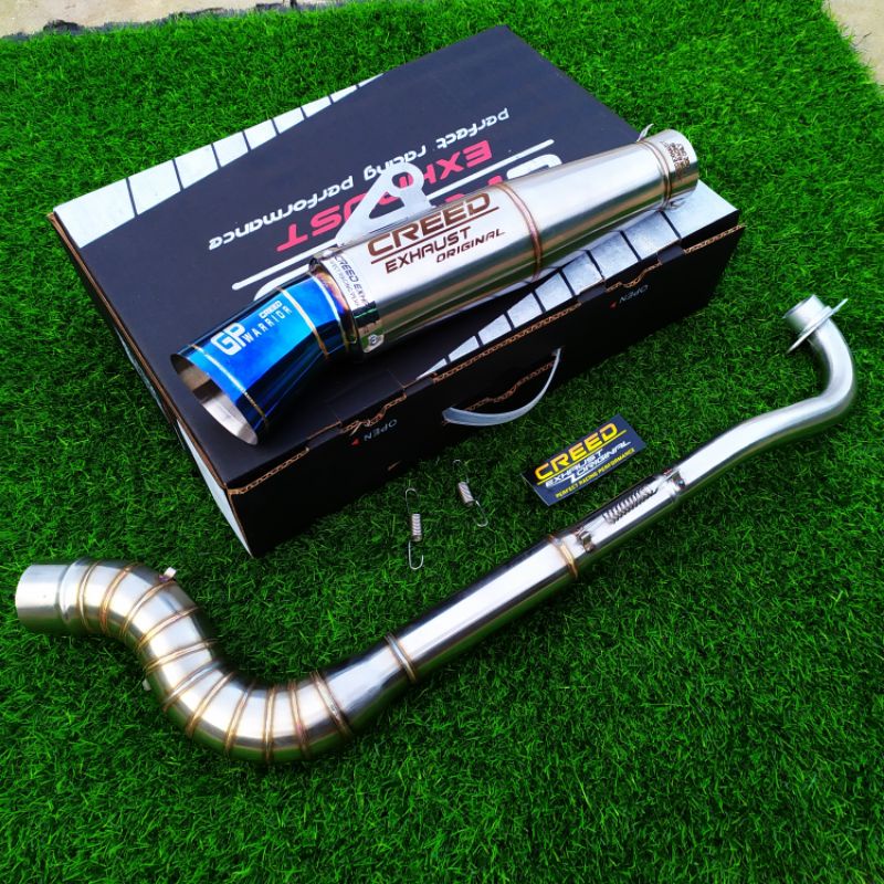 [Creed Exhaust Original] canister+neck pipe big elbow for Xrm 125 / Xrm 110 /Rusi125 / type daeng pi