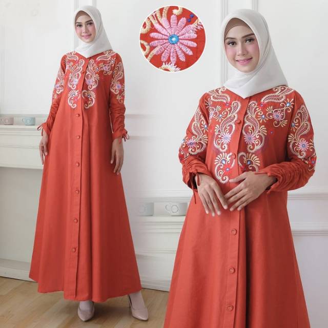 GAMIS KATUN JEPANG POLOS/ GAMIS BATA KATJEP BORDIRAN / BAJU KANTOR