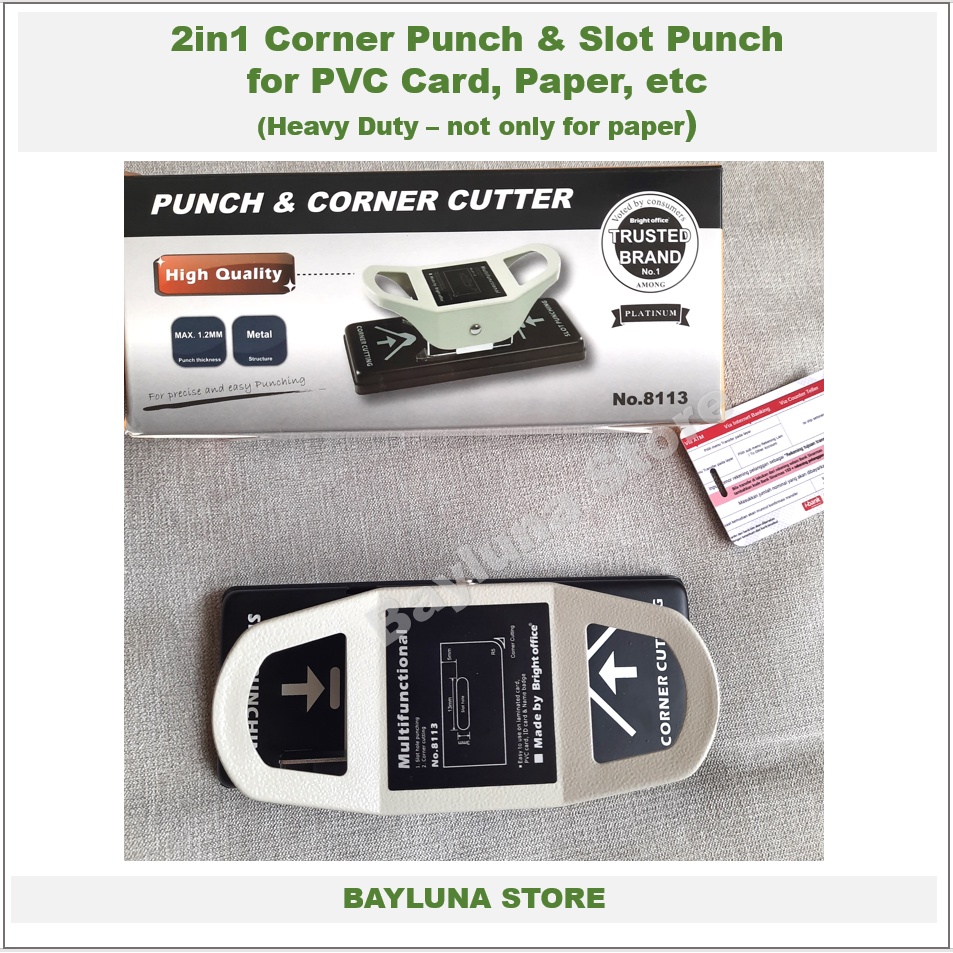 2in1 PVC Punch Corner Puncher R5 &amp; Slot Punch for PVC Cards, Papers, etc (Heavy Duty) Pembolong Kertas Sudut Pembolong PVC