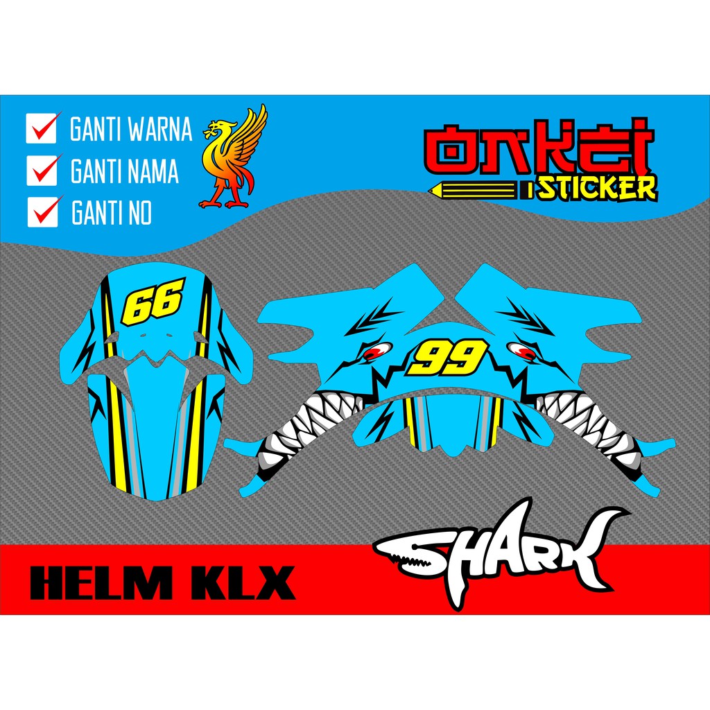 decal sticker helm klx shark