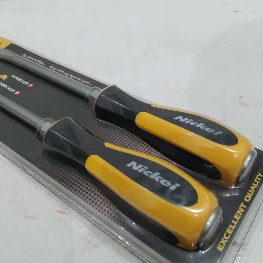 Obeng ketok getok besar Karet set plus minus sepasang 8x150mm 8mm 2pcs (-) (+)