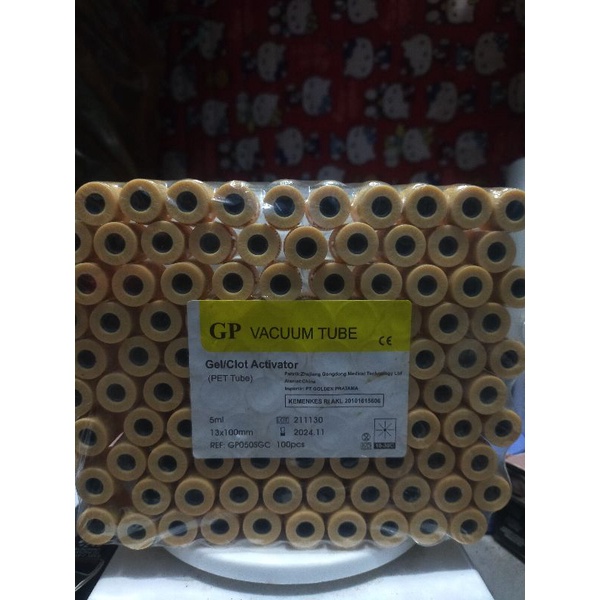 Tabung prp GP VACUUM TUBE GEL/CLOT ACTIVATOR (PET TUBE)