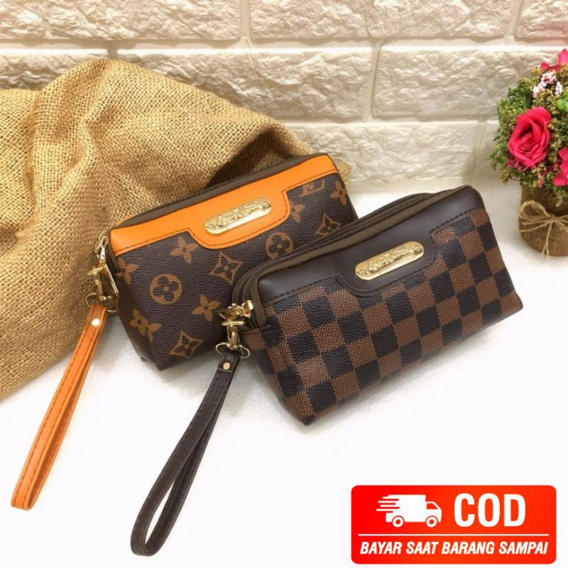 Dompet Wanita LV Damier Kotak 2 Ruang / Dompet LV Wanita Handbag