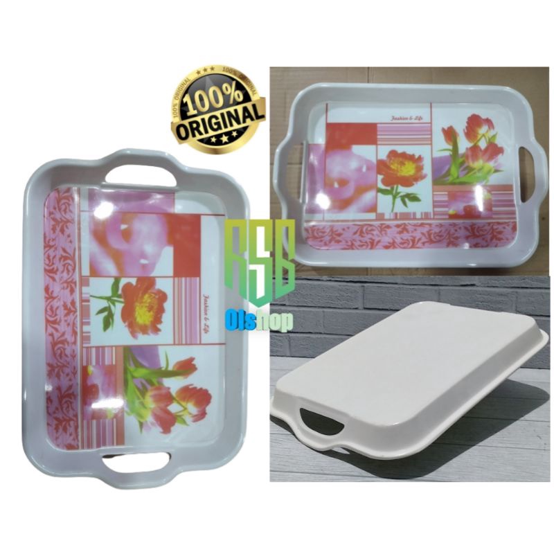 NAMPAN MELAMIN MOTIF BUNGA/NAMPAN MELAMIN BESAR/NAMPAN SAJI NAMPAN BAKI