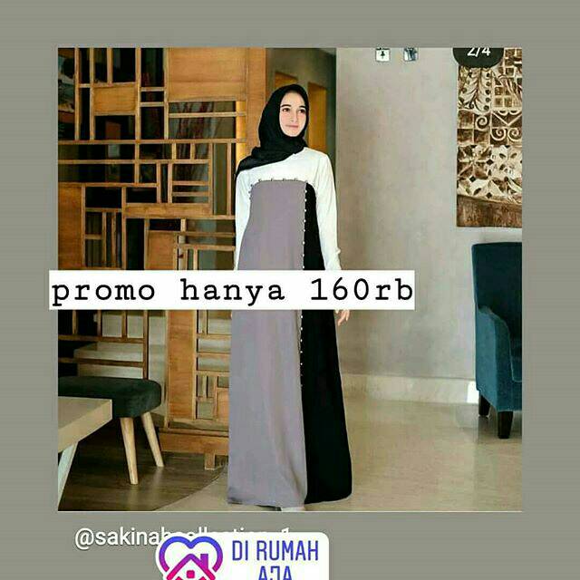 FLASH SALE ABAYA MUTIARA PUTIH ABU