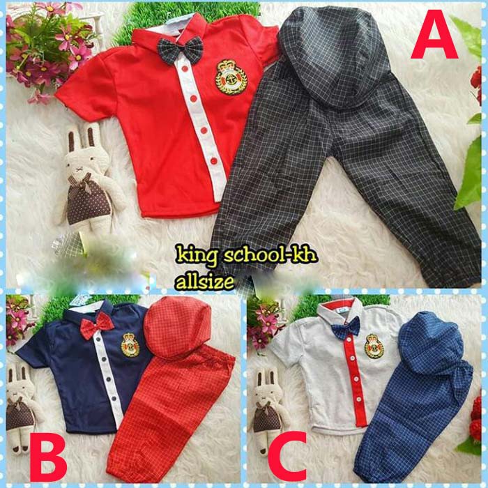 Baju Bayi Laki Laki Setelan Kondangan Bayi Topi King School