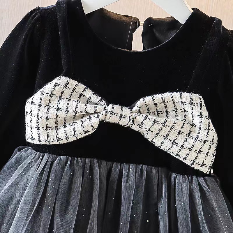 KF CAT  Dress Tutu Anak Perempuan Import/ Model Pita Besar/ Korea Style Fashion Lengan Panjang Untuk  1-4 Tahun-2