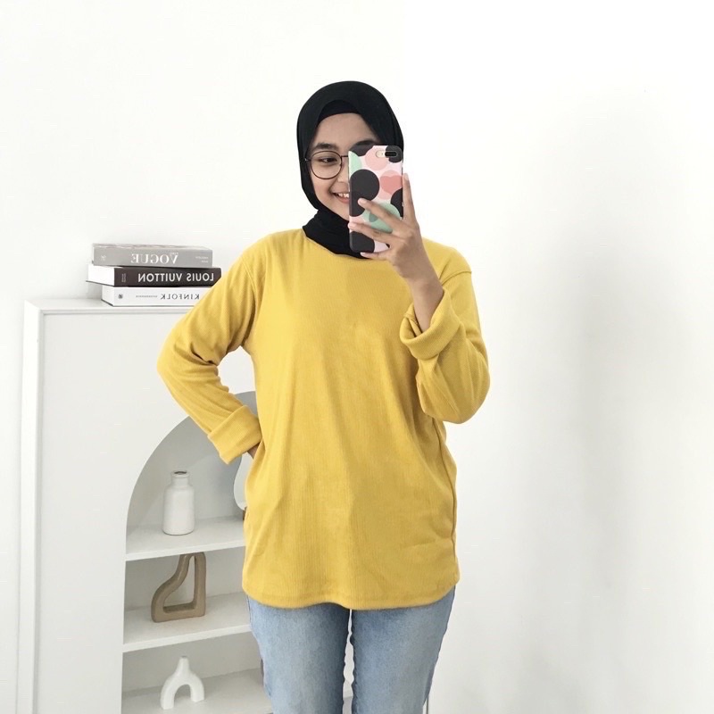 Atasan Wanita polos | Kaos rib premium lengan Panjang