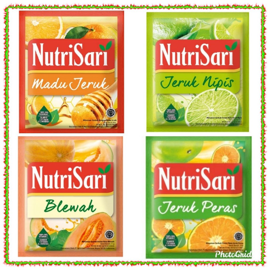 

NutriSari Jeruk Peras / Madu Jeruk / Blewah / Jeruk Nipis sachet 14gr renceng isi 10