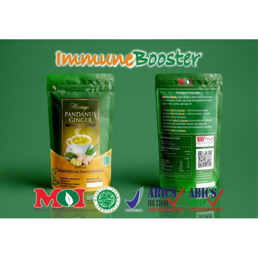 

Moringa Pandanus Ginger Minuman Sehat Instan Kelor Jahe Pandan Premium