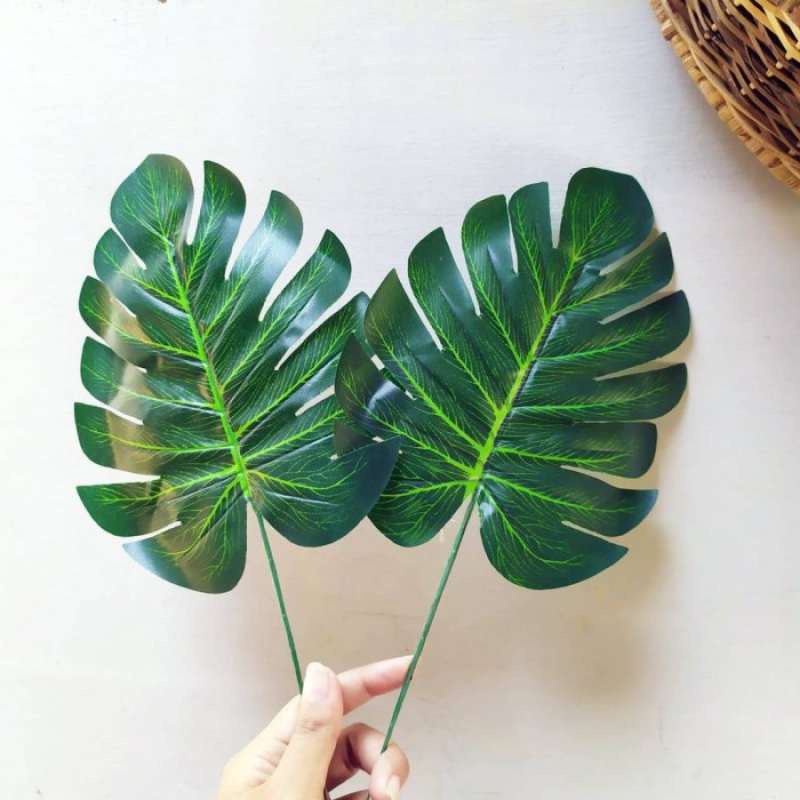 KB18 Daun Palsu Plastik Artificial Leaf Monstera Philodendron Besar Hiasan Dekorasi