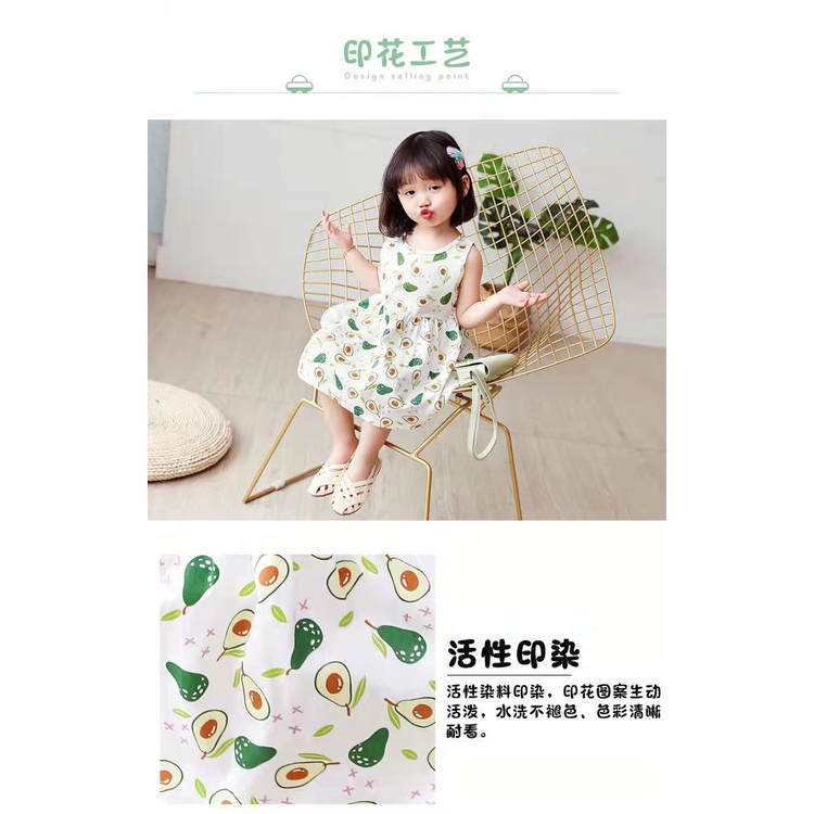 KF CAT Dress Anak Perempuan Import / Printed Dress Anak Cewek /Gaun Anak Bahan Katun Gaya Kasual Untuk Usia 3bulan - 3 tahun-6