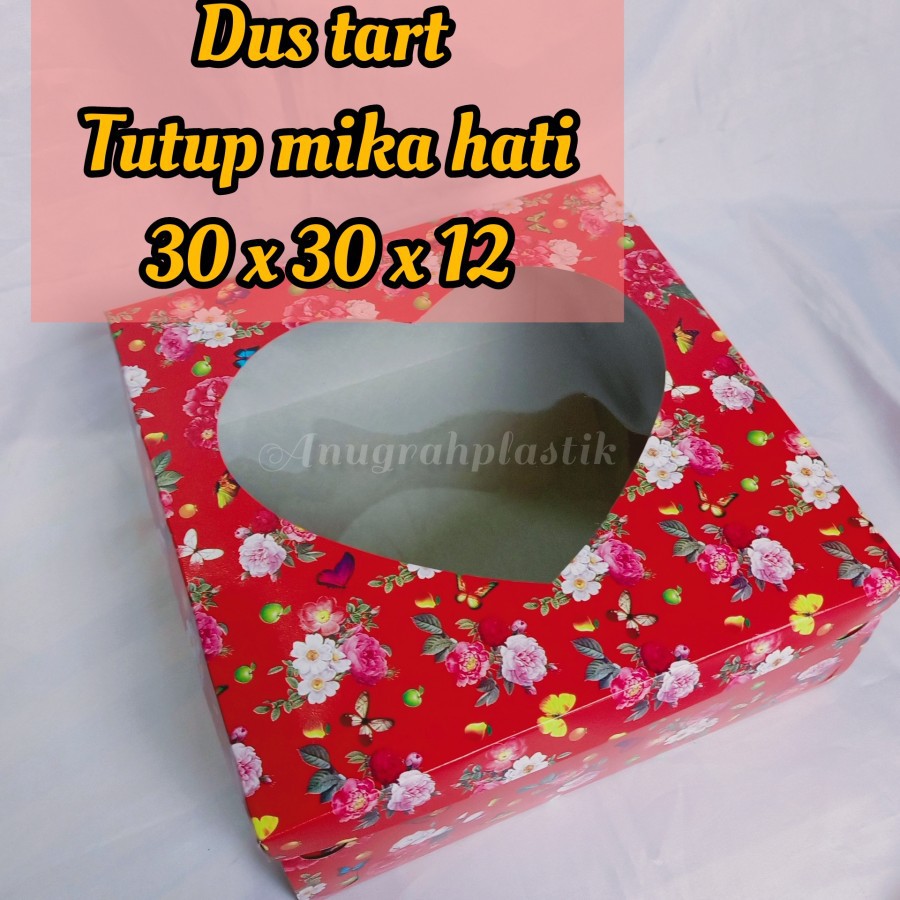 

Dus kue Roti tart tutup mika hati uk. 30 x 10 dan 30 x 12 motif bunga 1 pcs