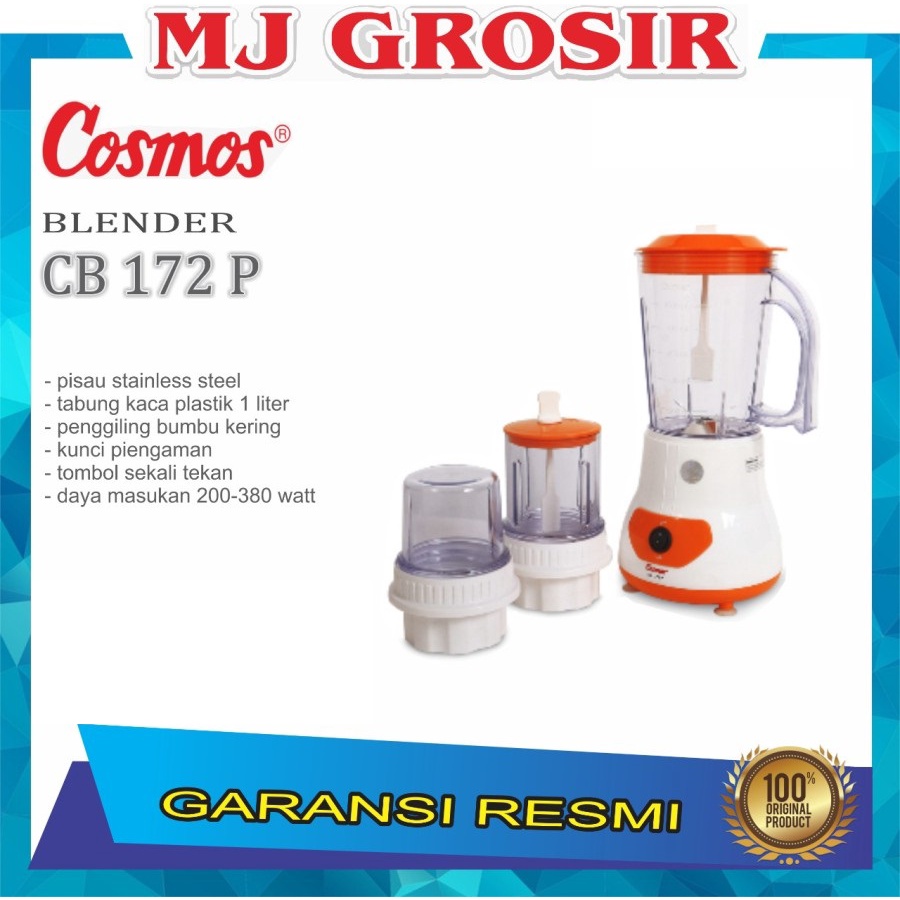 BLENDER COSMOS CB 172 P 3 IN 1 SERBAGUNA BAHAN PLASTIK 1 LITER