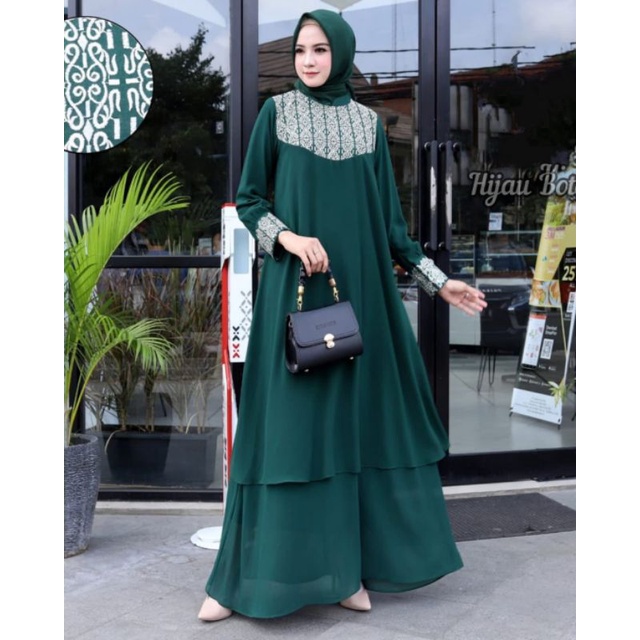 SET GAMIS REAL PICT APLIKASI BORDIR/MAIRA SET/GAMIS CERUTY BABYDOLL/DRESS WANITA MUSLIM TERLARIS/FAR MOSLEMSTORE