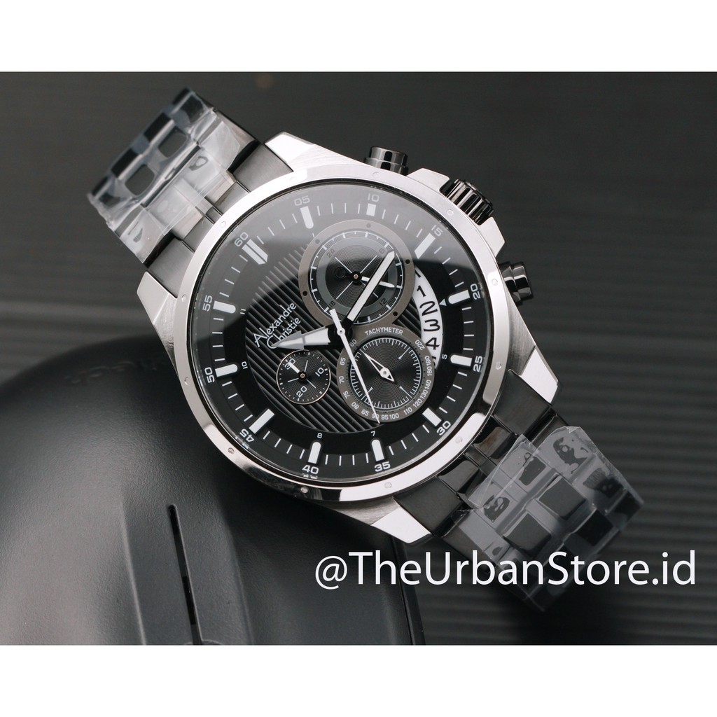jam alexandre christie 6496 pria black silver original