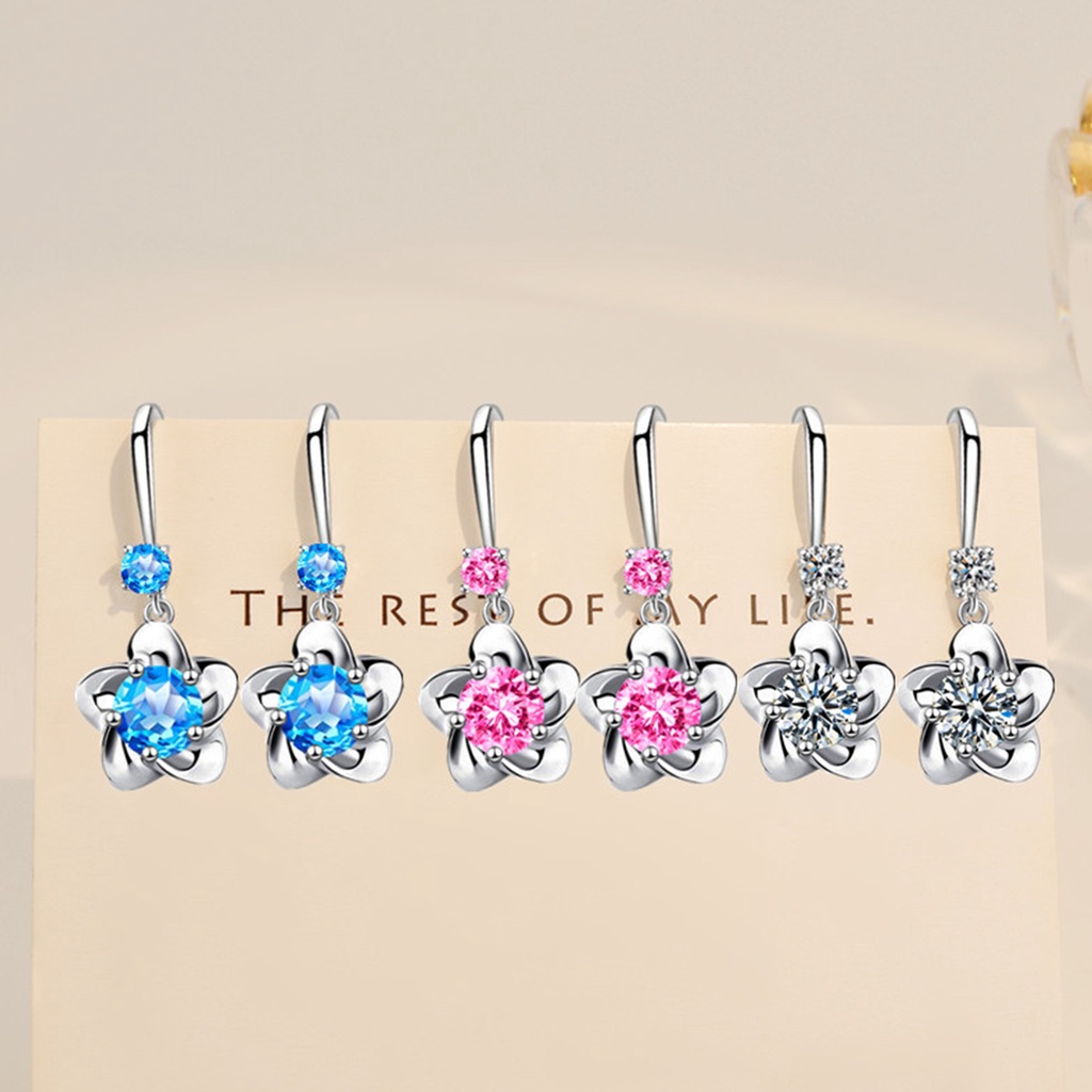 Hu Hu Hu Hu Hu Alat Bantu Pasang Kacamata♡ 1 Pasang Anting Bentuk Bunga Simetris Aksen Berlian Imitasi Untuk Wanita