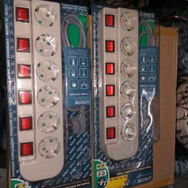 Extension Stop Kontak 6 lubang dengan Kabel Uticon Stop Kontak Uticon 6 Lubang