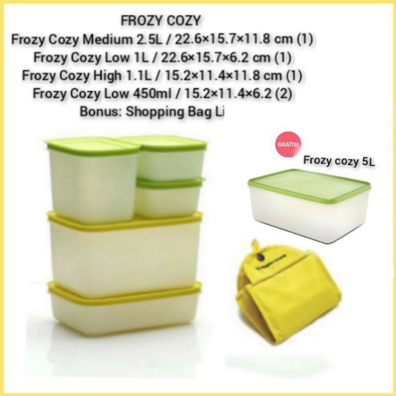 

Tuperware 3paket 6pcs Frozy Cozy Set Free Bag Toples Wadah Serbaguna