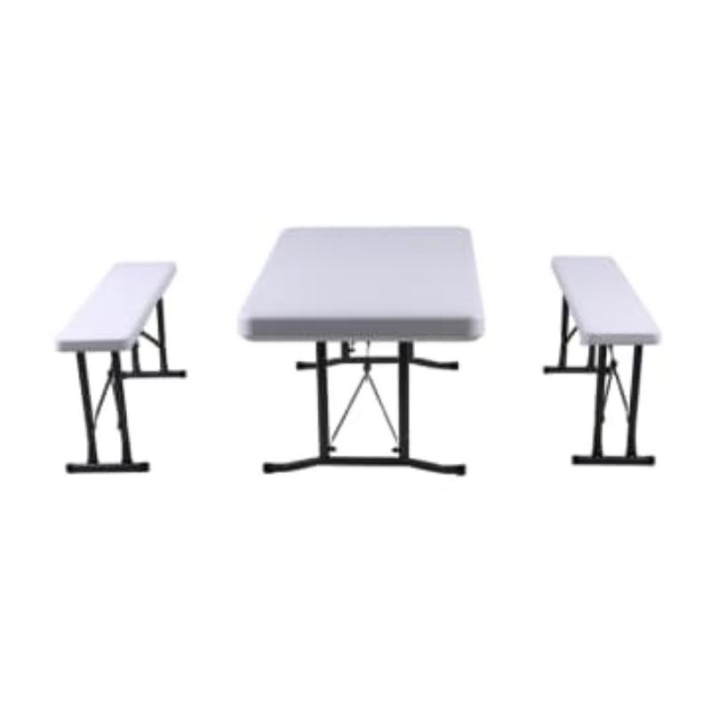 Meja & Bangku Set Bench Lipat - Putih Krisbow