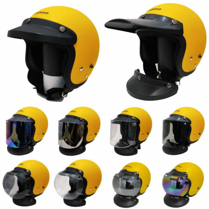 Helm Cargloss Retro Kuning Doff