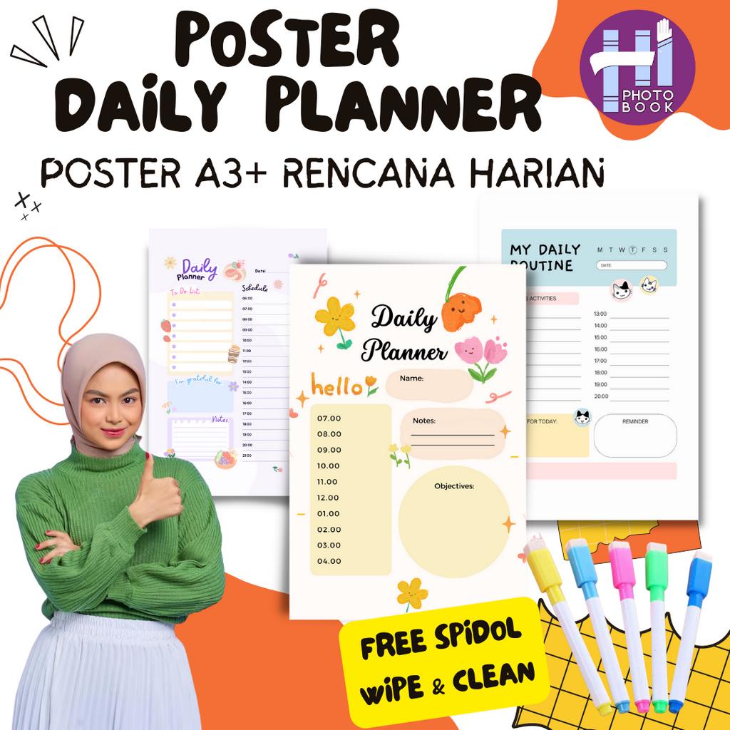 PROMO Poster A3+ ( 32X48 CM ) Daily Planner Kegiatan Harian JADWAL KESEHARIAN  WIPE & CLEAN Bisa dih