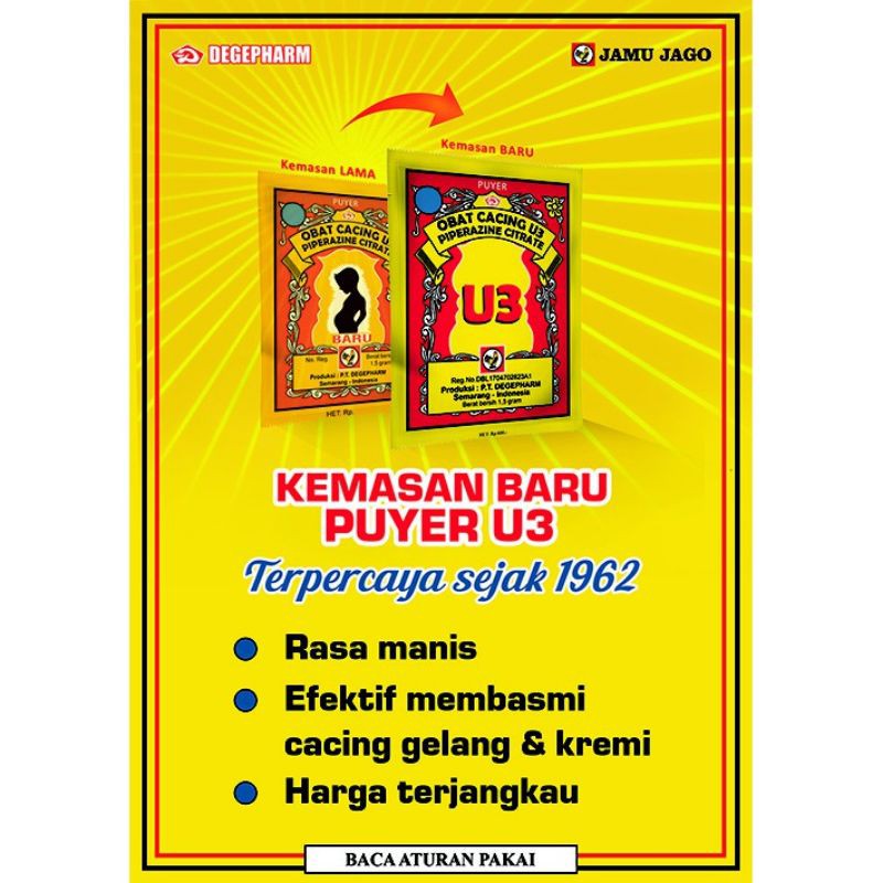 Puyer Obat Cacing U3 Jago Isi 12 Sachet