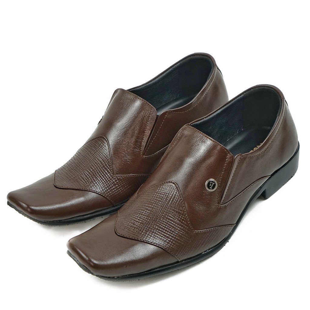 Sepatu Pantofel Pria Formal Kulit Asli Men Shoes Fold Design MF660