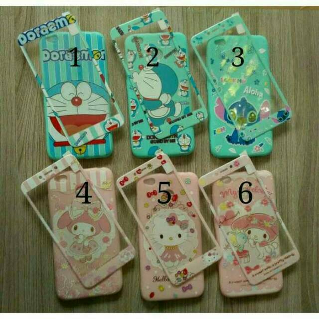 Case 360 Karakter Free Tempered glass Xiaomi Redmi 4A hard soft case Casing kartun Redmi4 A