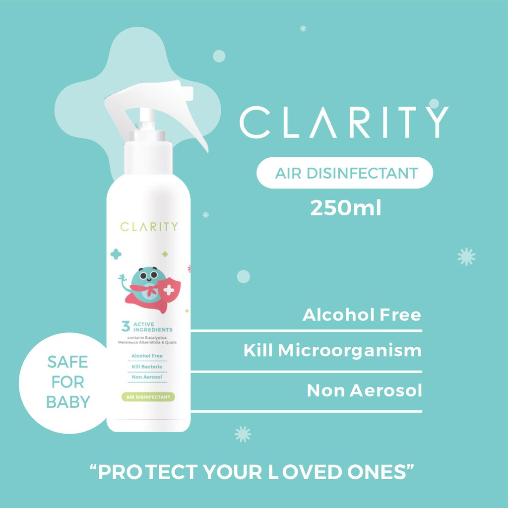 Jual Clarity Air Disinfectant Spray 250ml Non Alkohol (Aman untuk Bayi dan AnakAnak) Shopee