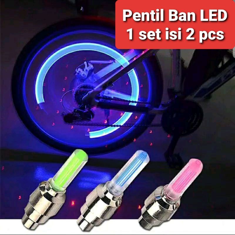 Tutup Pentil LED Ban Isi 2 Pcs [Random] - Lampu Hias Ban Sepeda Motor Mobil Warna Warni