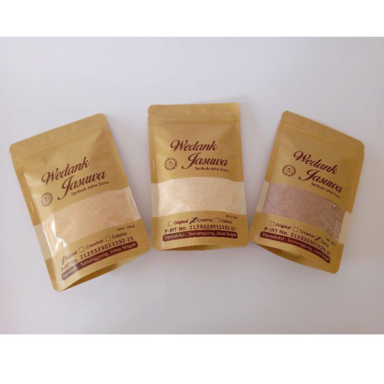 

MINUMAN SERBUK JAHE SUSU 1 PAKET (3 RASA) RASA ORIGINAL, KRIMER DAN COKELAT @200 GR