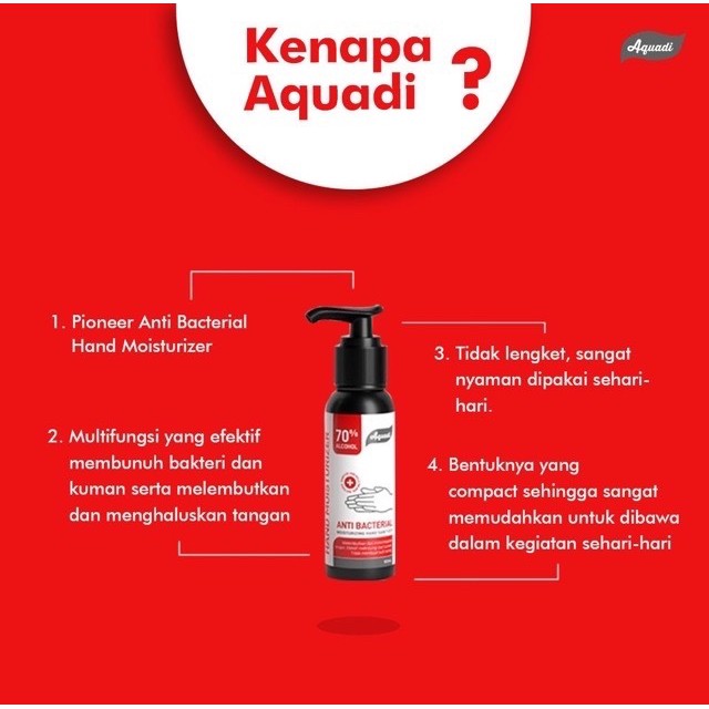 HAND SANITIZER AQUADI 50ml 100ml ANTISEPTIK MOISTURIZER TANGAN ALKOHOL 70%  ANTI KUMAN BPOM RESMI!