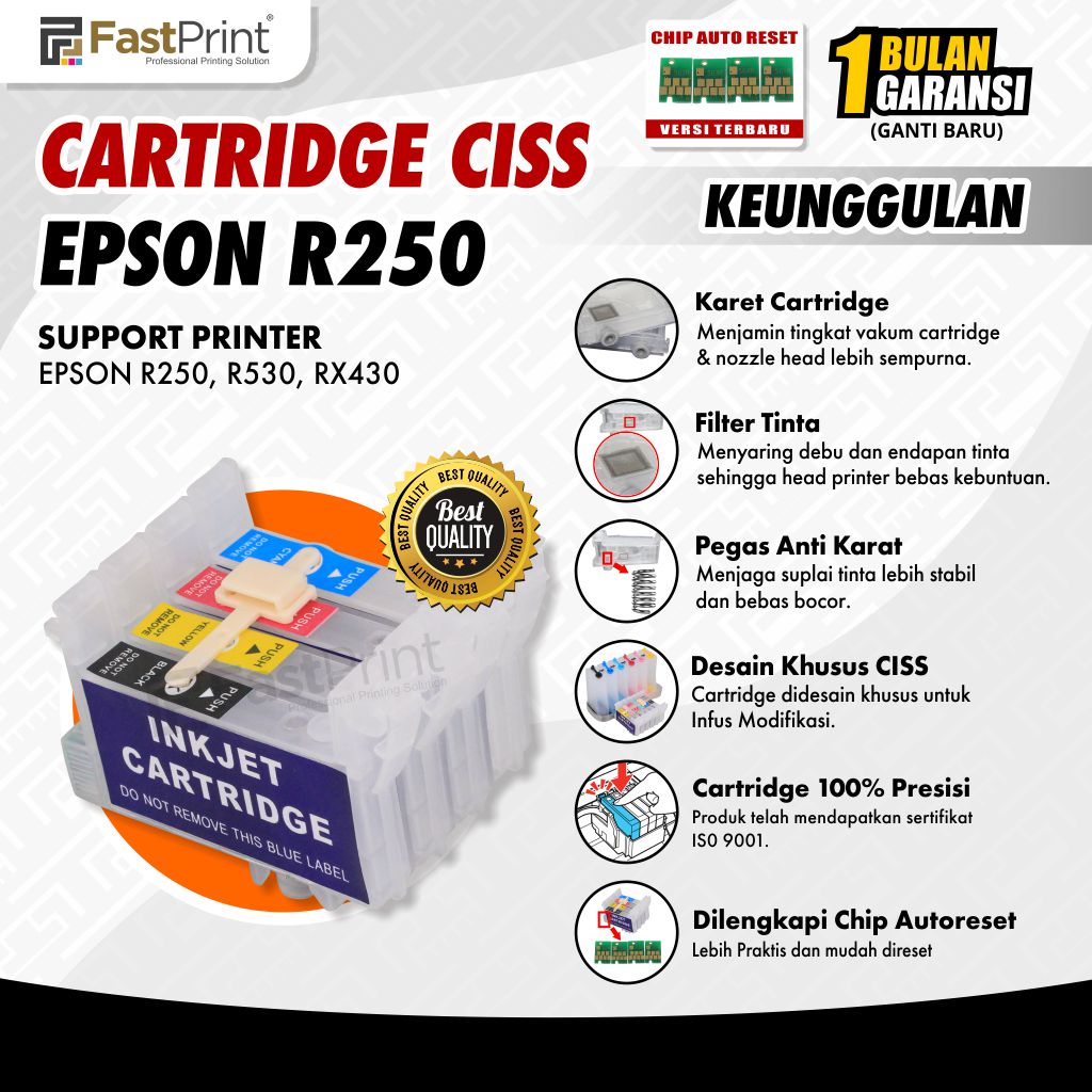 Cartridge CISS T0561 T0562 T0563 T0564 Epson R250 R530 RX430 Modif