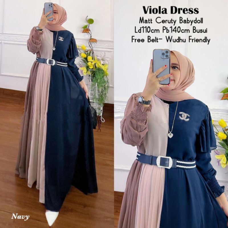 DRESS MUSLIM, baju wanita, baju gamis, dress, gamis, Baju gamis, fashion wanita, Viola Rainbow Dress (+ Bross )