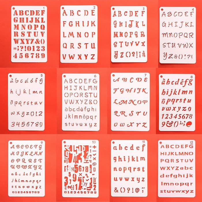 

PROMO - Plastic Stencil - 12 Font Letter Pattern (13x20cm) - sepuluh