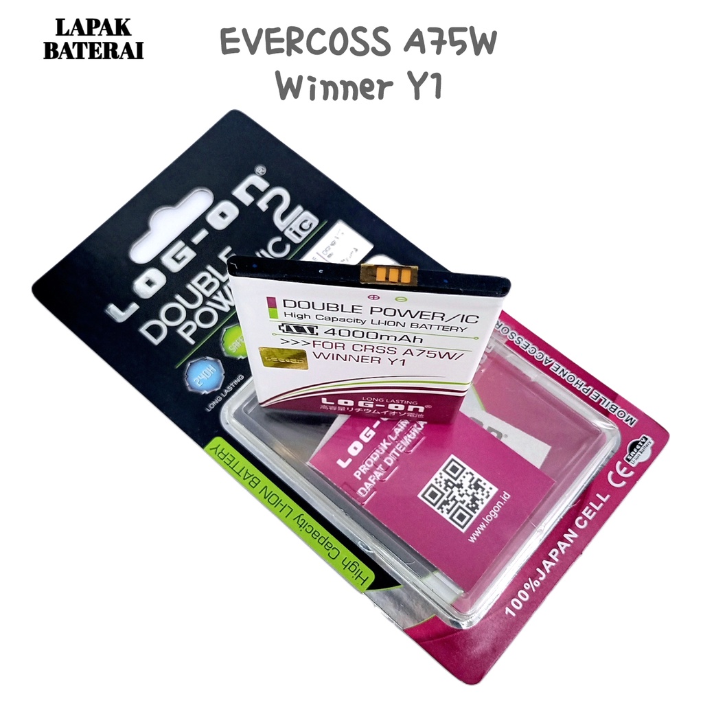 LOG - ON Evercoss A75W | Winner Y1 Double IC Protection Battery Batre