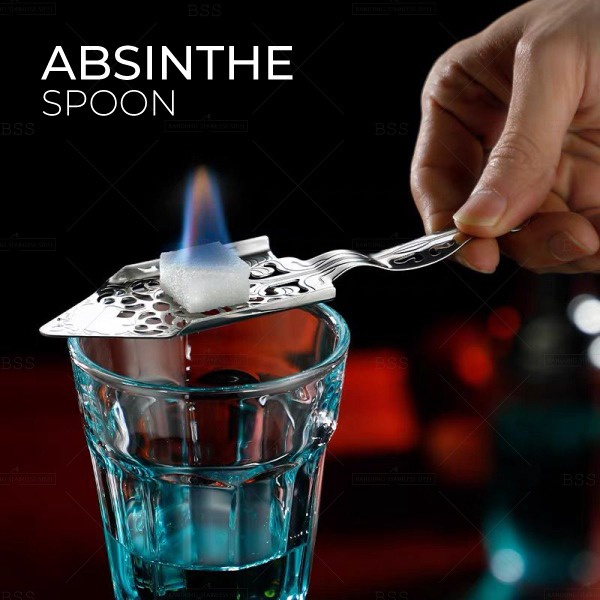 SUS 304 Stainless Steel Absinthe Spoon Coctail Bar Sendok Saringan Minuman Utensils Bitter Scoop