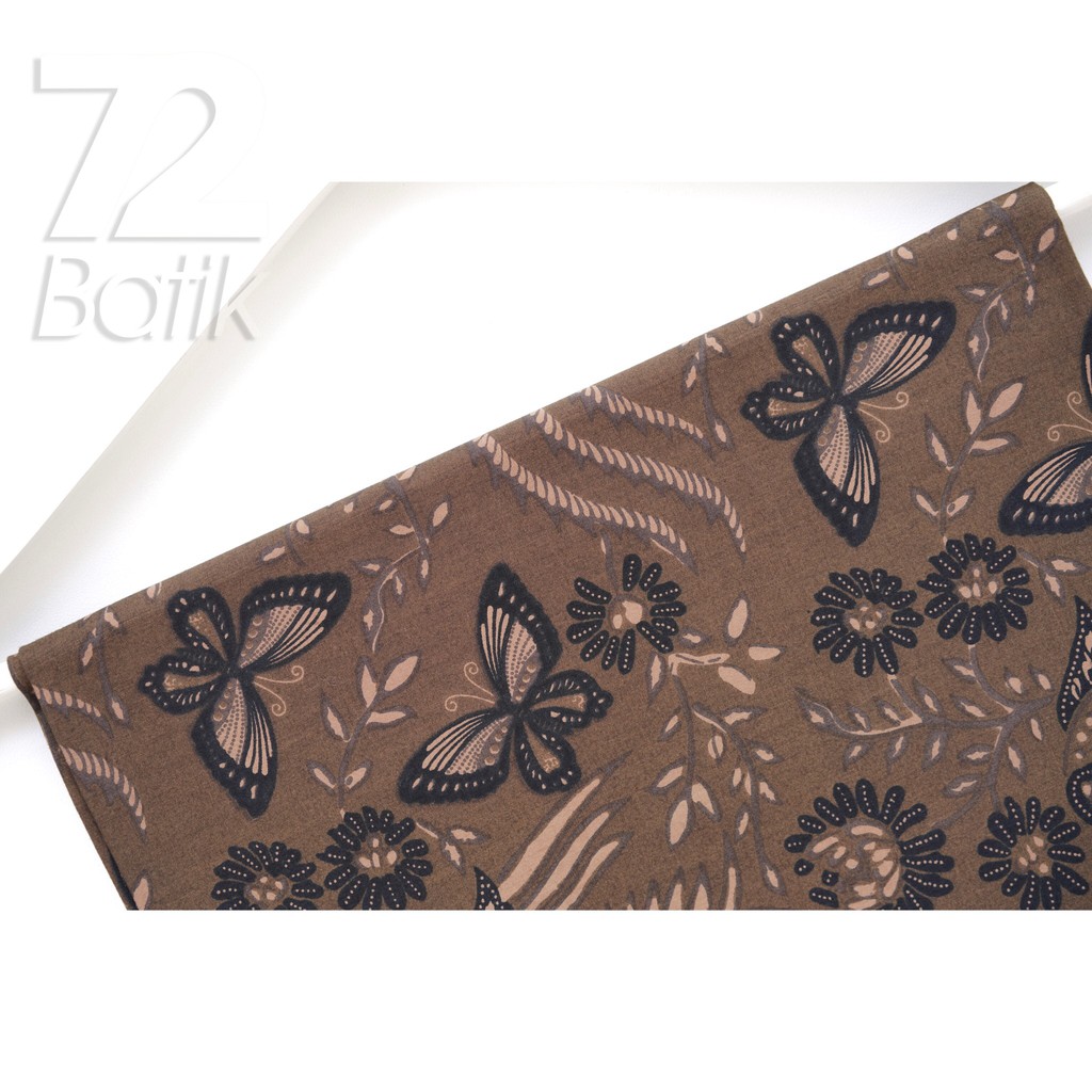 KAIN BATIK PREMIUM Bahan Katun Motif Kupu Kupu Two Tone Pagi Sore Warna Coklat Hitam 722596 Cap 72 Jarik Jarit Samping Kebat Panjang Batik Katun Modern Premium Bahan Seragam Batik Pernikahan Kantor Keluarga Murah Kamen Jadi Batik Bali Lembaran
