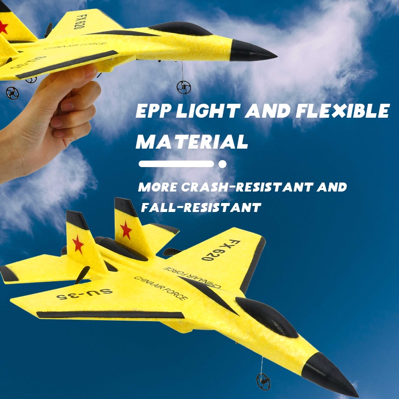 Mainan Pesawat RC Terbang Remote Control LED Pesawat Glider Airplane Foam 2.4G RC Airplane Busa Elastis Tidak Akan Pecah FX620