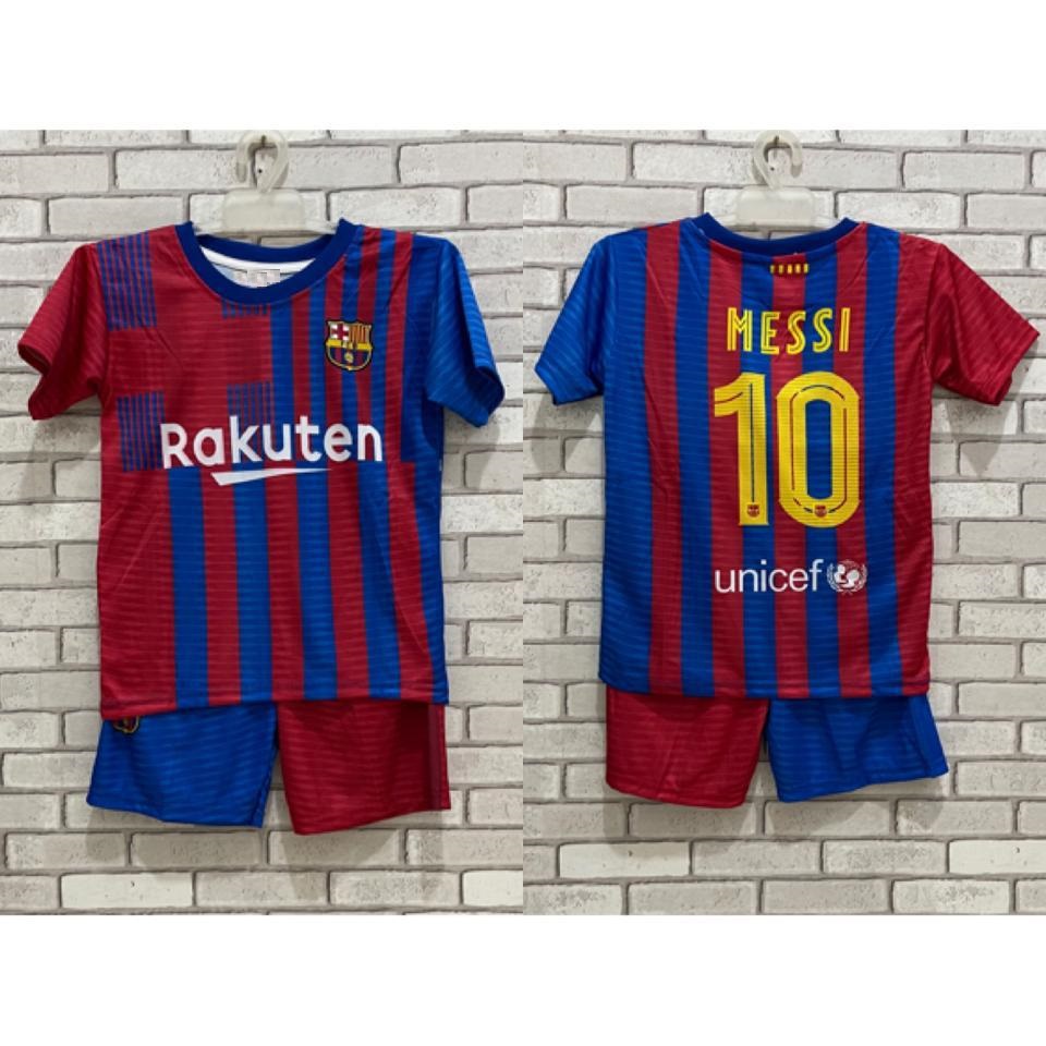 BC02 - Jersey Bola Barcelona HOME Messi / Kaos Sepak Bola Anak Sport Barca / Kids Sport Tshirt