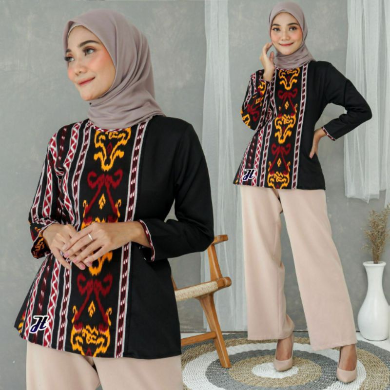 BAJU BATIK WANITA MODERN MONALISA GENES M,L,XL asli PEKALONGAN-songket merah
