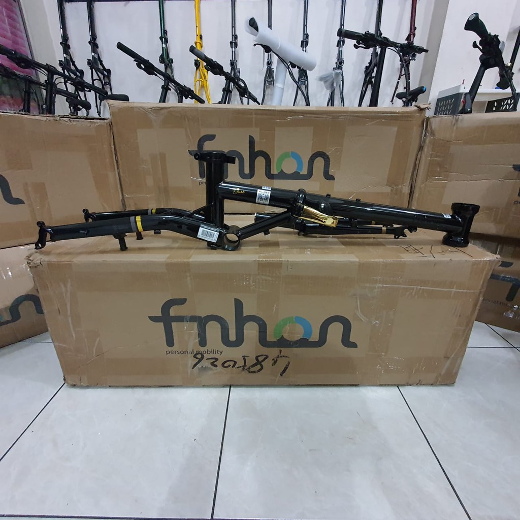 Frame fork FNHON Gust Black Gold Limited Edition V brake Handle Post HP vbrake Sepeda Chromolly