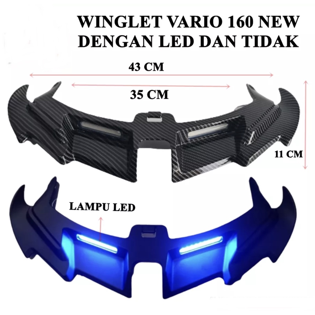 WINGLET HONDA VARIO 160CC ABS PLASTIK TANDUK WINGLET VARIO 160CC PLUS LAMPU LED/NON LAMPU LED